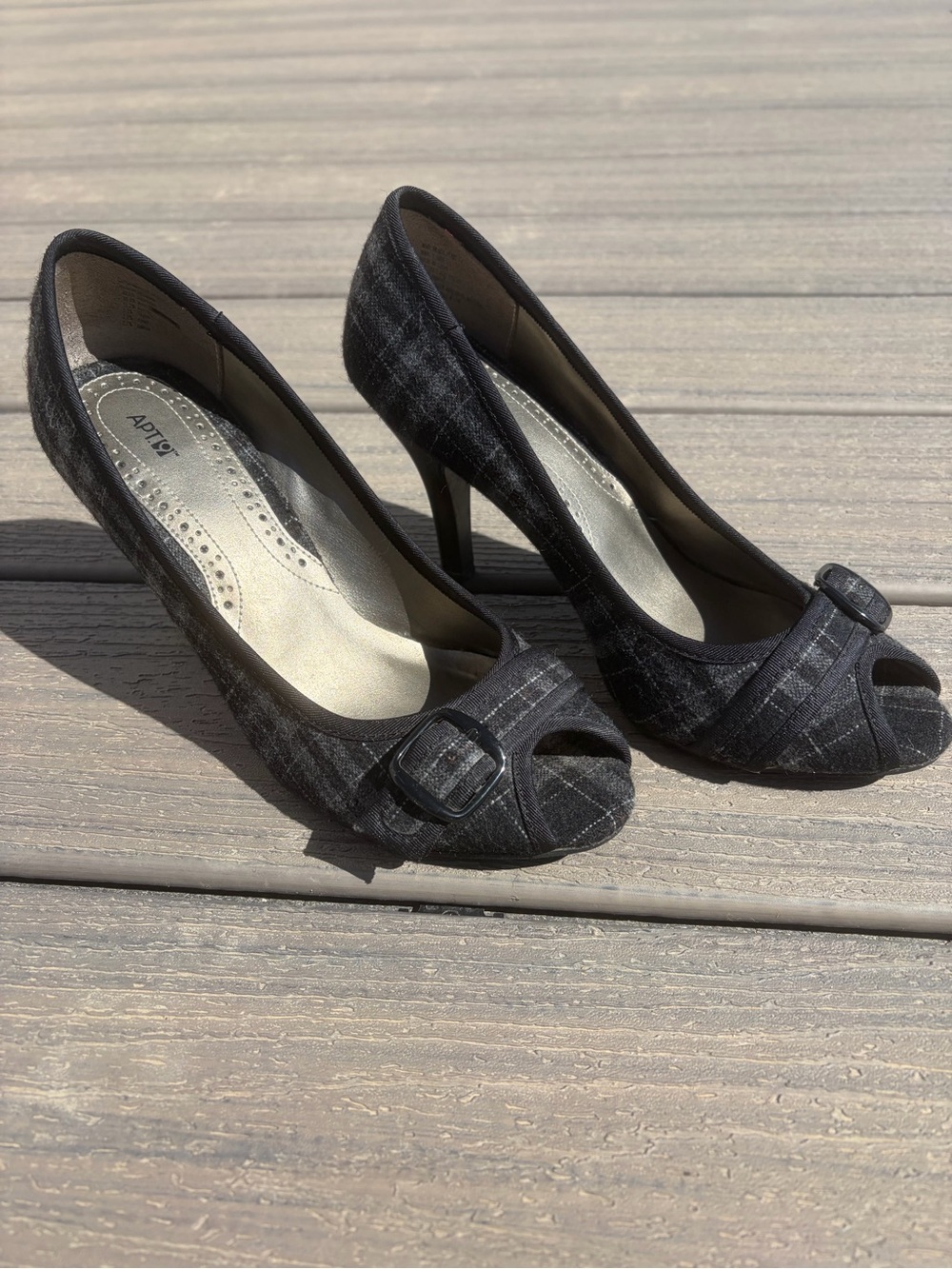 Apt. 9 Black Peep-Toe Buckle Pumps - Picture 6 of 7